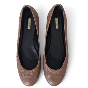 Bottega Veneta Intrecciato Leather Ballet Flats Brown IT 39.5